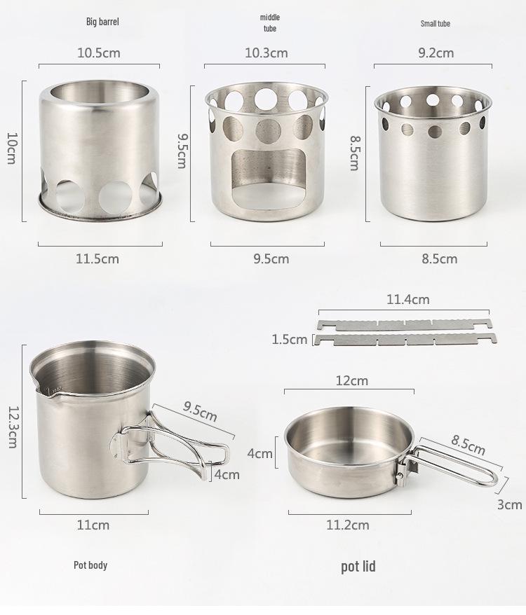 Portable Stainless Steel Wood Stove Set for Camping & Barbecue