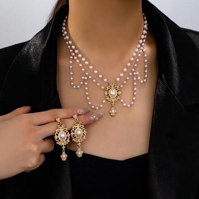Neuer Eingang Mode Palast Stil Perlen Eleganz Elegantes Retro Damen Schmuck Set