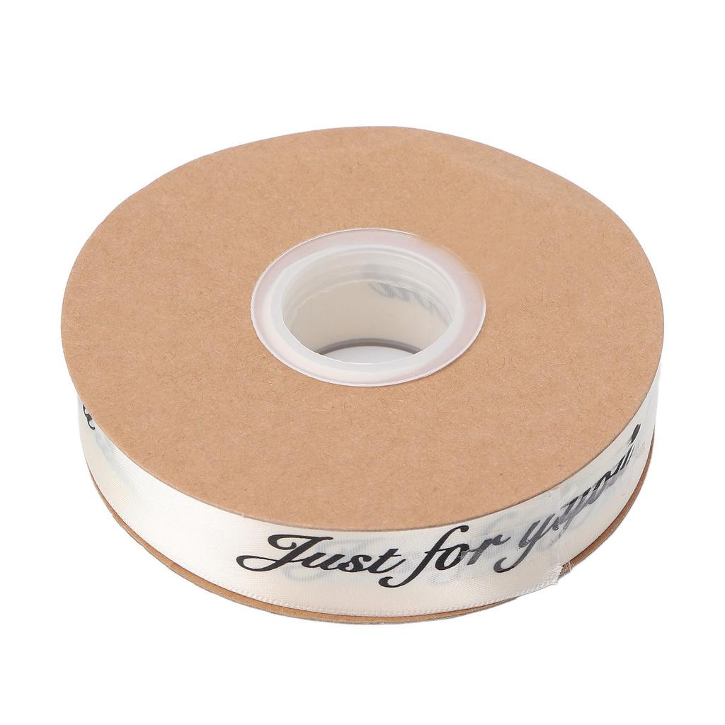 2,5 cm Satinbandrolle 45 yd Druck Nur für Dich Polyester für DIY Hochzeitsdekoration Geburtstagstorte Verpackung Beige