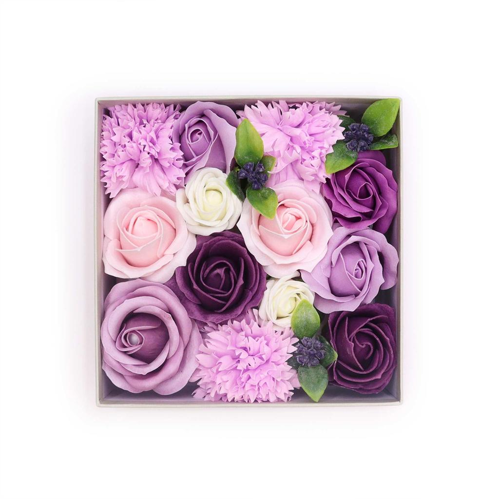 Soap Flowers Square Box - Lavender Rose and Carnation