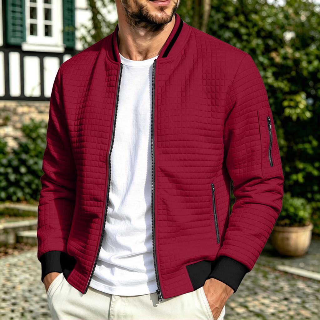 Men's Casual Zip-Up Stand Collar Jacket for Sports and Everyday Wear, Athletic Outerwear
