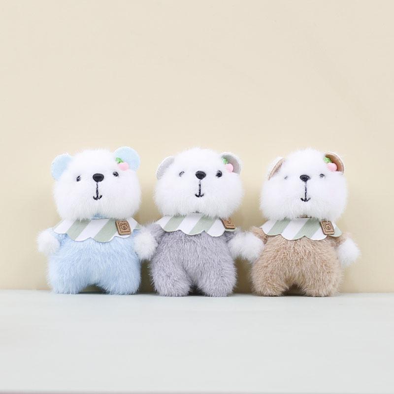 Cute Bear Bib Pendant Plush Toy Cartoon Bag Purple Key Chain Holiday Girl Gift