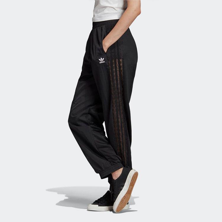 Adidas Originals Vintage Sport Lace Side Three Stripes Knitted Sweatpants Women Bottoms Black FM1759