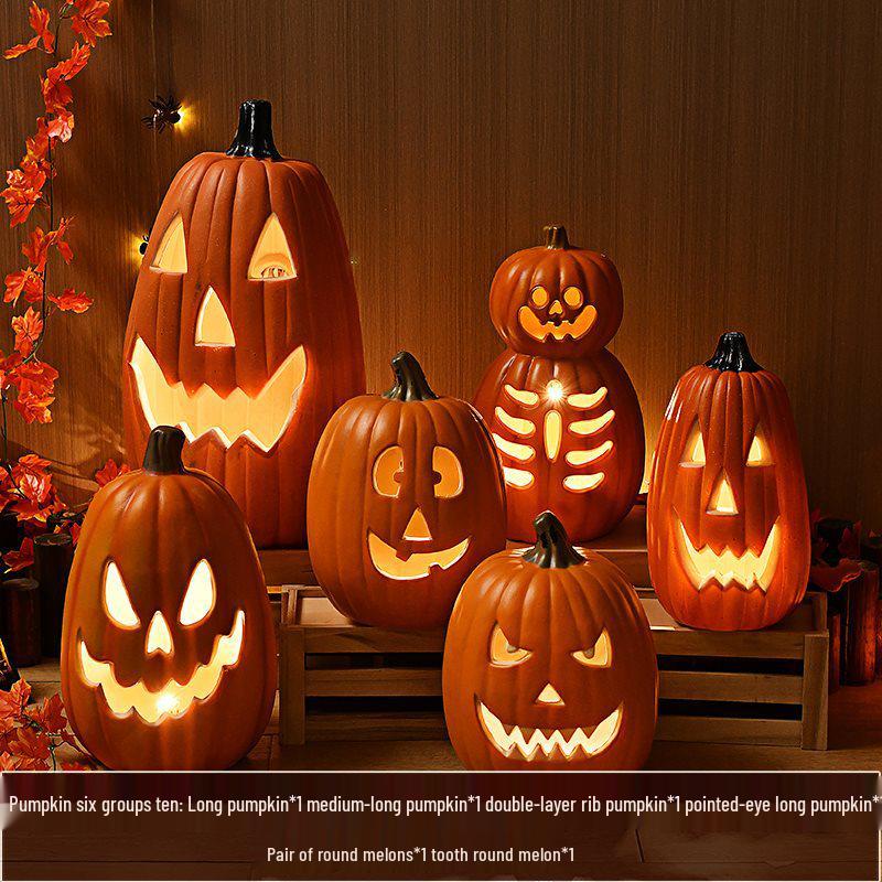 Halloween Light-Up Hollow Pumpkin Lantern for Outdoor Decor