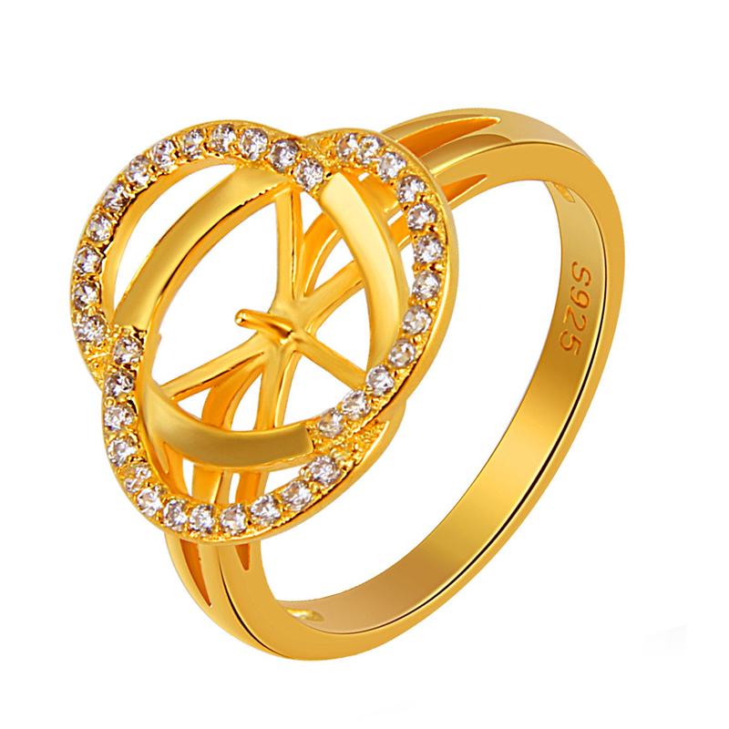 CLUCI Women 925 Sterling Silver Flower Ring Multiple Size Pearl Ring Mounting Silver 925 Zircon Women Gold Rings SR1056SB 6 золотой