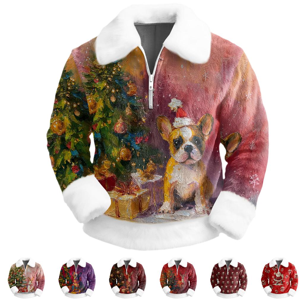 Men's  Leisure  Half   Zipper  Flip  Collar  Hoodie