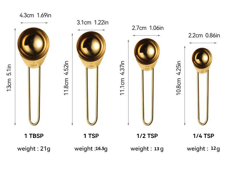 8-teiliges Messbecher- und Löffelset aus Edelstahl mit Skalenlinien für Kaffeebohnen und Gewürze