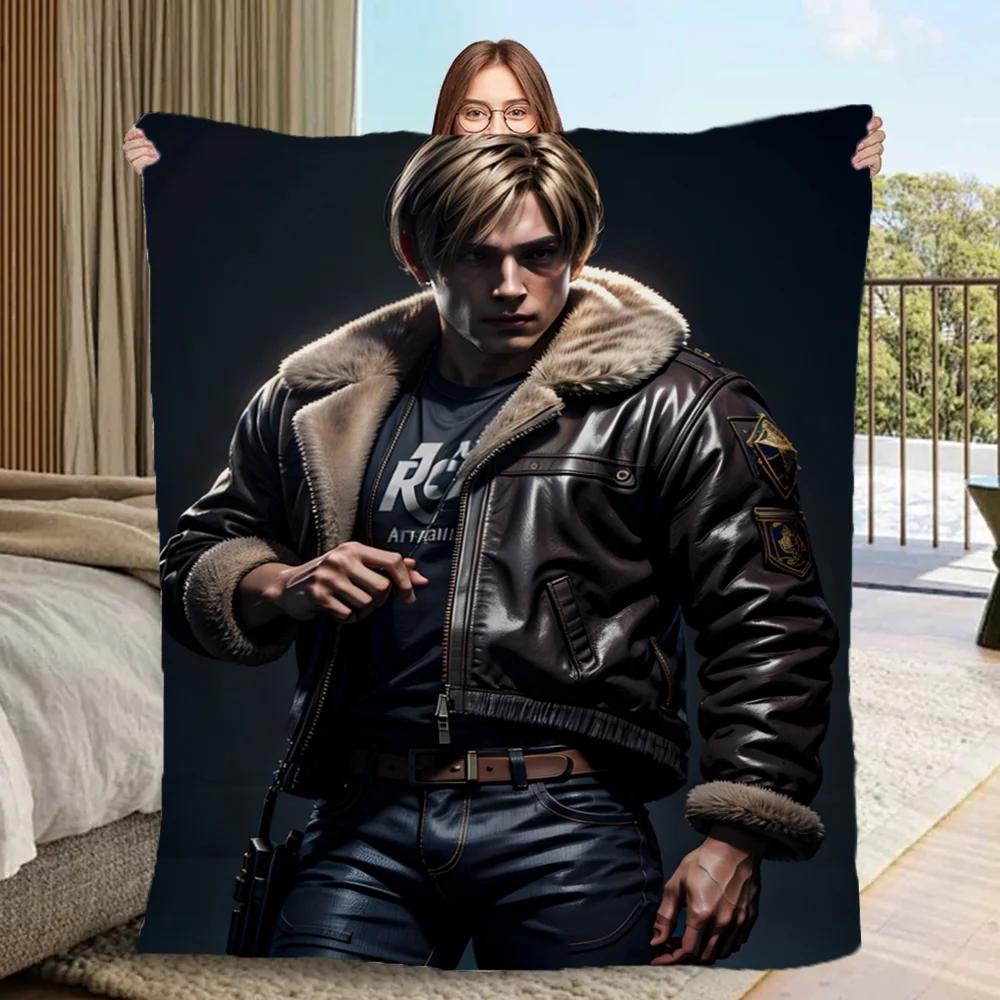 Anime deka na pohovky Leon Kennedy Mikrovlákno Ložní prádlo Tenká vatelínová deka Přehoz Postelové deky & Přehozy Nadýchaná kostkovaná Cobija