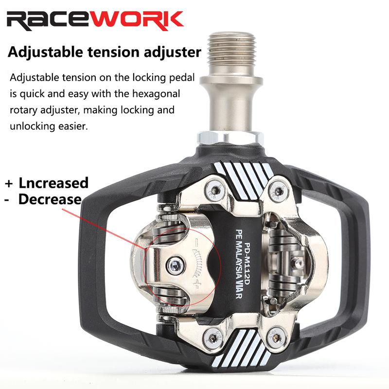 RACEWORK MTB Bike Lock Pedal For Shimano SPD System Nylon Body + Chrome Molybdenum Steel Core Double-sided Locking Footrest