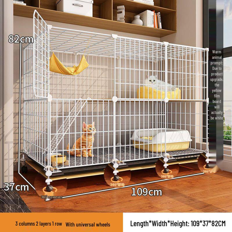 Indoor Cat Villa: Spacious Cage with Integrated Toilet and Bed