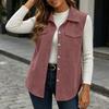 Women's Corduroy Lapel Collar Sleeveless Vest for Casual Commute