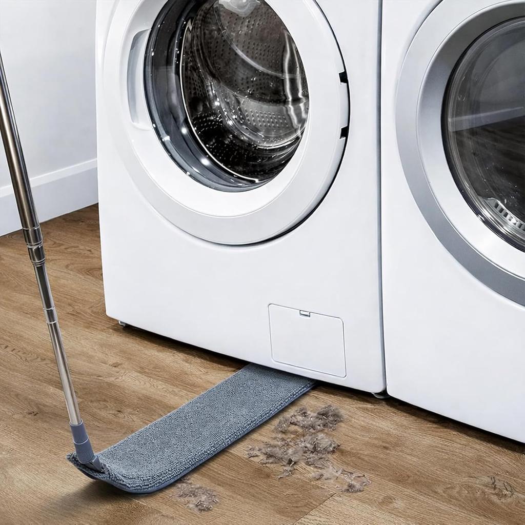 Extendable Dusting Mop with 3 Microfiber Dusting Cloths, Ideal for Cleaning Underneath Refrigerators and Other Hard-to-Reach Areas, Gray