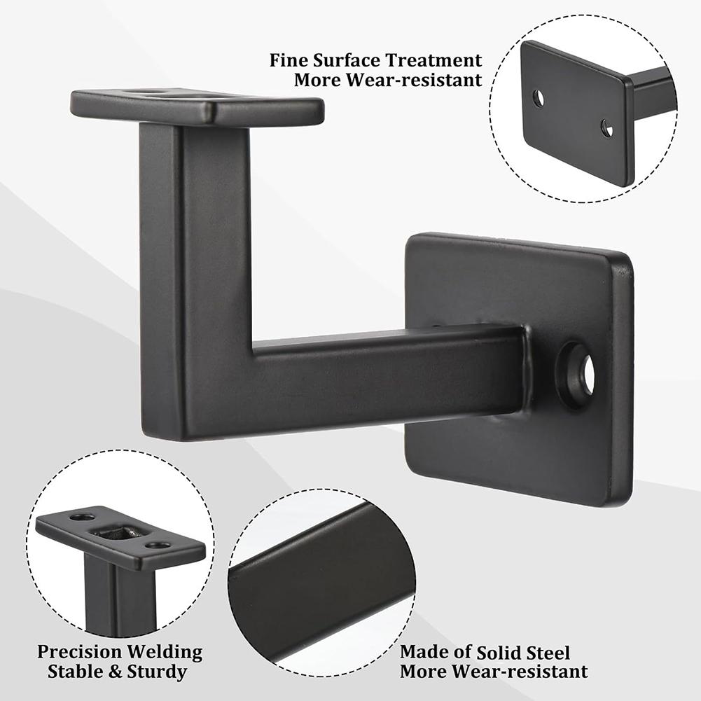 4pcs Stair Handrail Bracket Adjustable Railing Wall Support Hand Rail Bracket Hardware Black Staircase Handrail Accessories