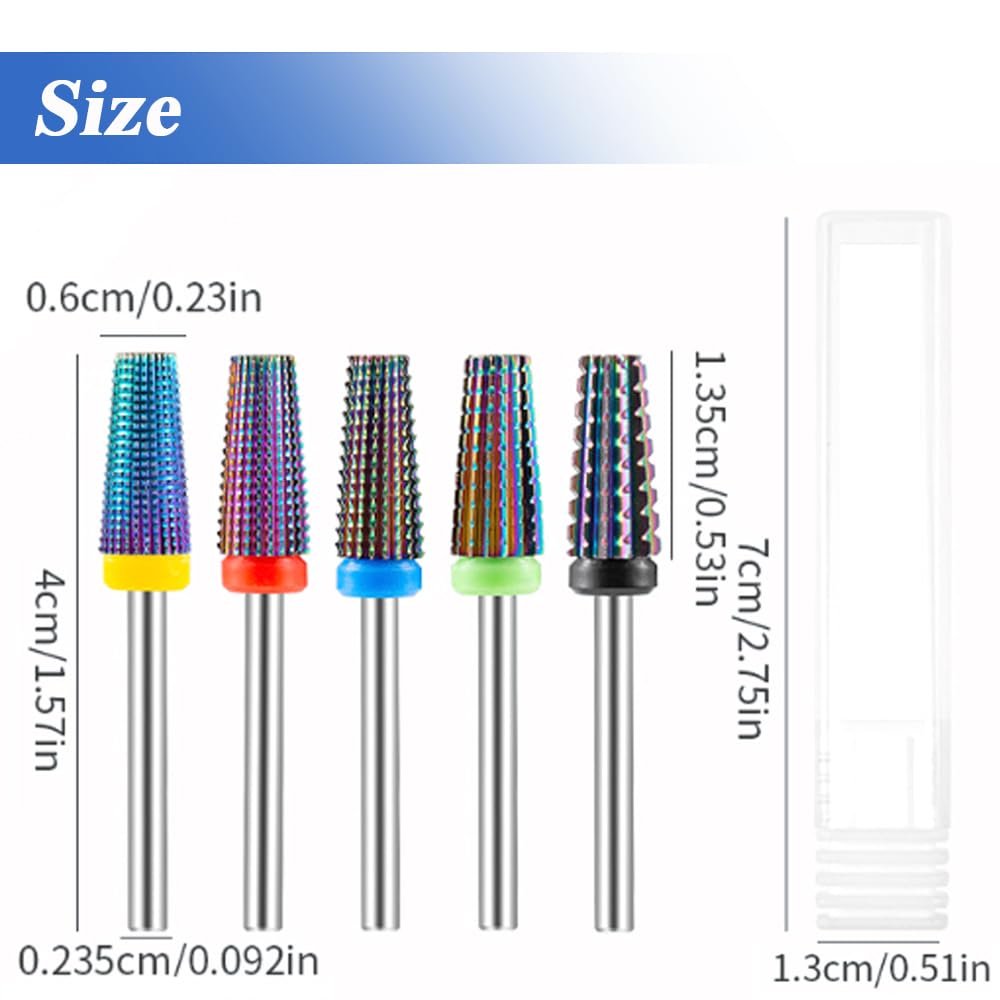 5Pcs Nail Drill Bits Set for Acrylic Nails, Multifunctional Tungsten Steel 5 in 1 Nail Polishing Grinding Head Manicure Tool