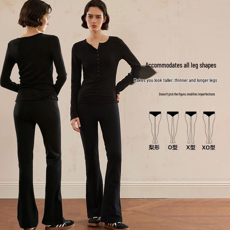 Pantalon Évasé Stretch Taille Haute pour Femme - Élégant, Confortable et Polyvalent pour l'Automne et l'Hiver