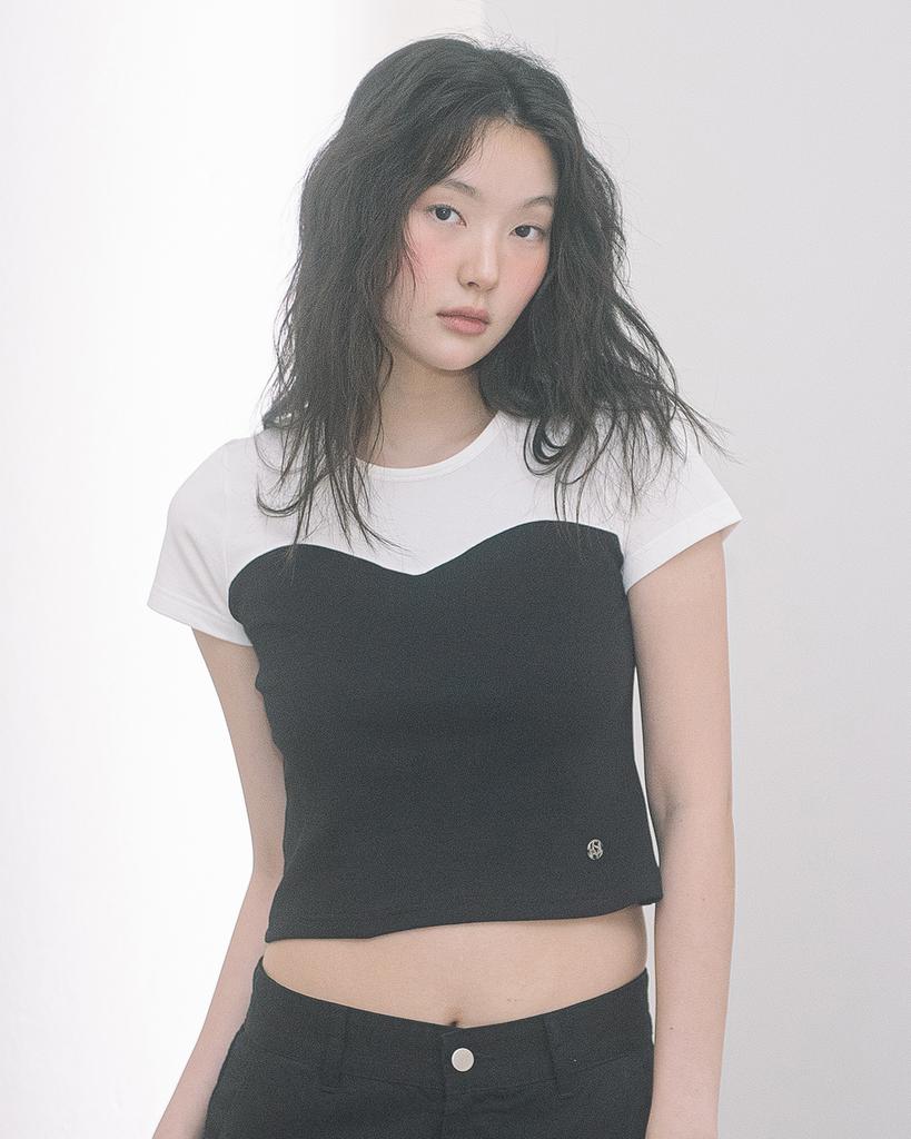 HAVISM Bustier S/S Tee(White/Black)