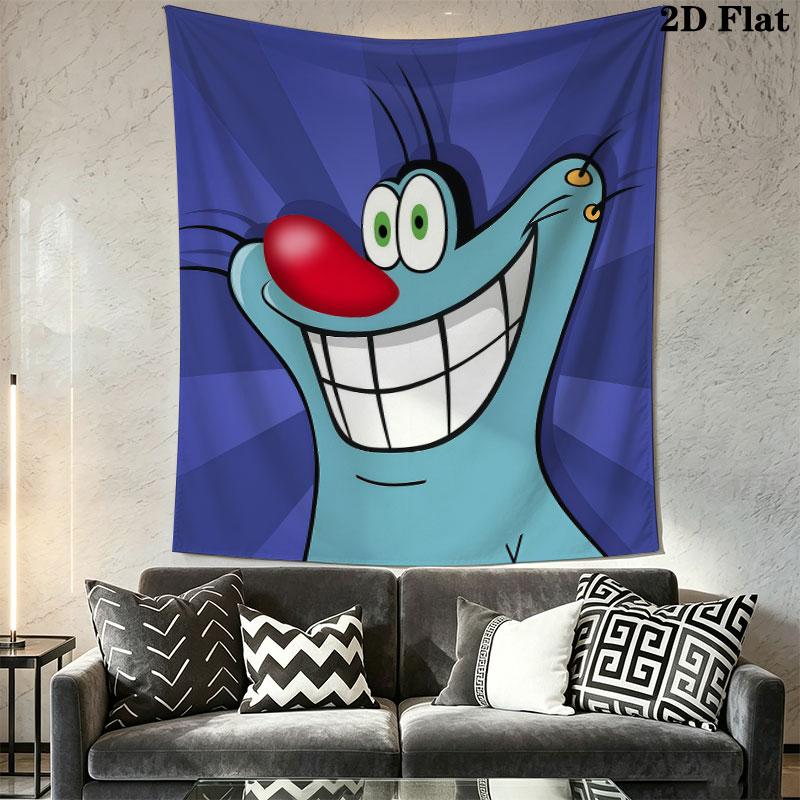Oggy Wall Tapestry Aesthetic Wall Hanging Printed Fabric Blanket Decorative Tapestries for Bedroom Living Room Home Decor