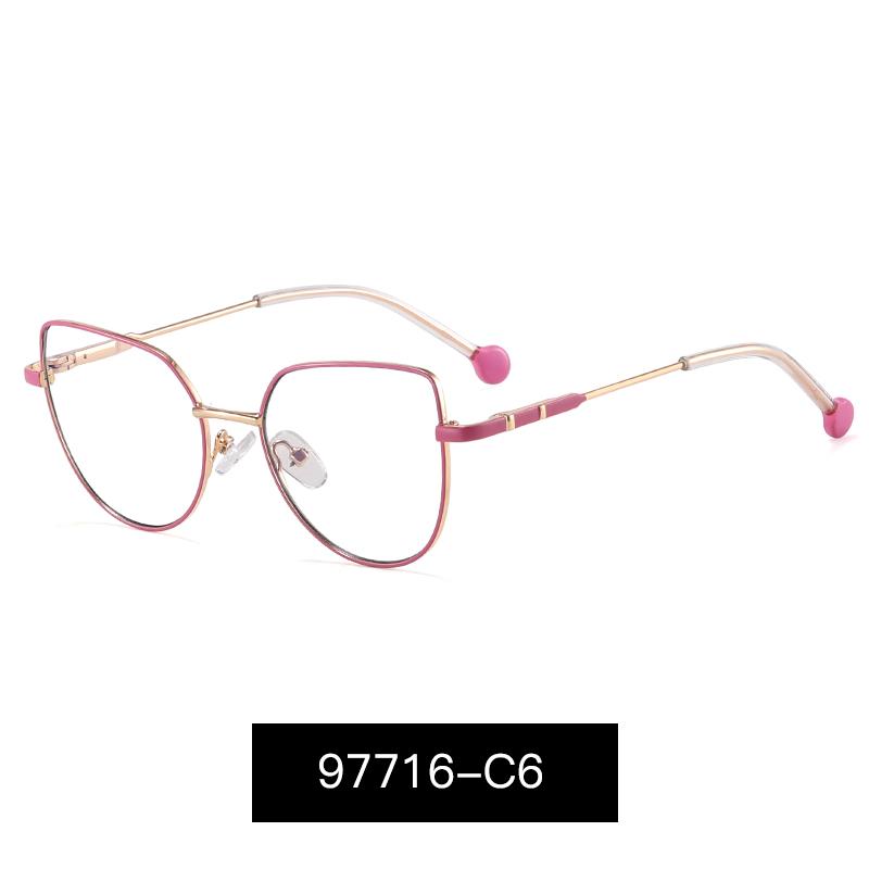 MS 97716 2024 New Kids Cat Eye Metal Thin Frame Children Optical Anti-Blue Light Glasses Eyewear Colorful Design Custom Logo