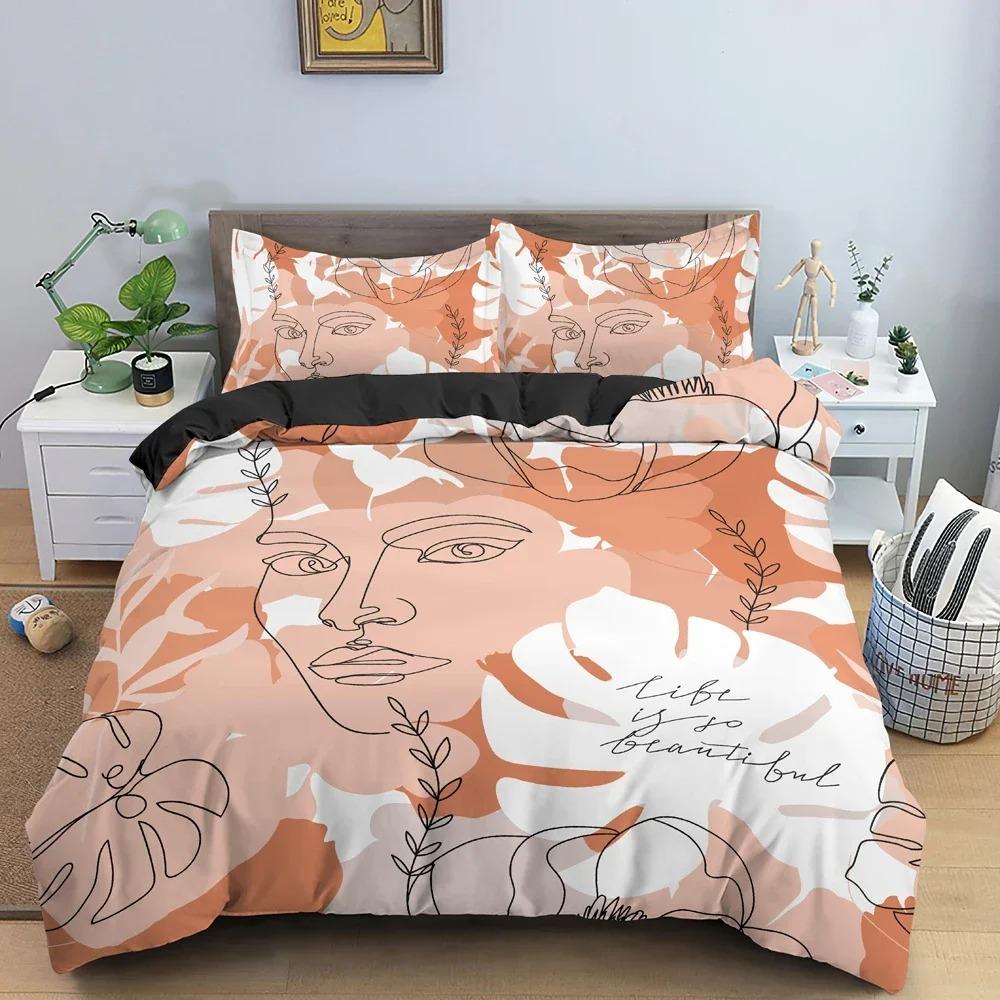 3D Abstract Bedding Set Human Faces Texture Duvet Cover Bedroom Comforter Covers With Pillowcase Single King Home Textile