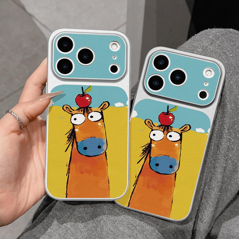 Applicable To iPhone17promax Mobile Phone Case, Anti-drop Corning Case, Apple 16 Men's and Women's All-inclusive 15 Scribbled Pony.