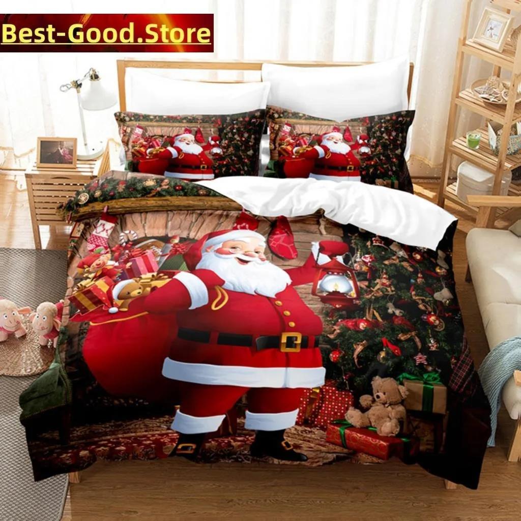 3D Christmas Quilt Cover Bedding Set Duvet Comforter Pillow Case Bed Linens Twin Queen King Double Full Single Bedroom