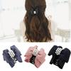 Mode Damen Schleife Strasssteine Imitierte Perle Haarspange Kralle Kopfschmuck Haaraccessoire