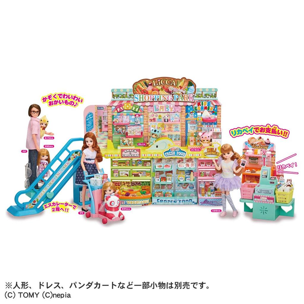 TAKARA TOMY Plastic Shopping Park Pretend Play Toy for Girls Ages 3 and with Licca Licca-chan Doll, Dress-Up Up, Pay!