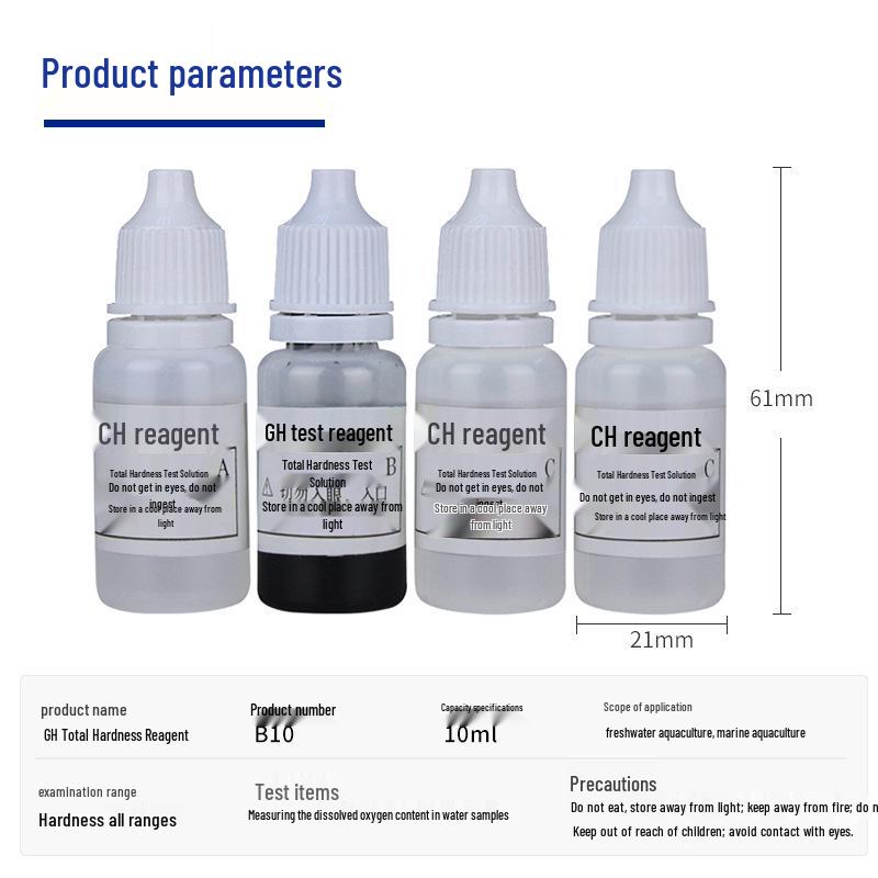 GH Water Hardness Reagent for Calcium, Magnesium, and Oxygen Detection in Aquaculture.