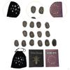 Witch Rune Stones Set Wood, Wooden Carved Runes Party Favor Guide Book with Storage Bag for
