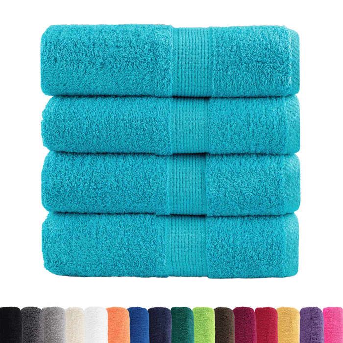 VidaXL Premium Washcloths SOLUND 4 Pieces Turquoise 30 X 30 Cm 600 G/m² 137444
