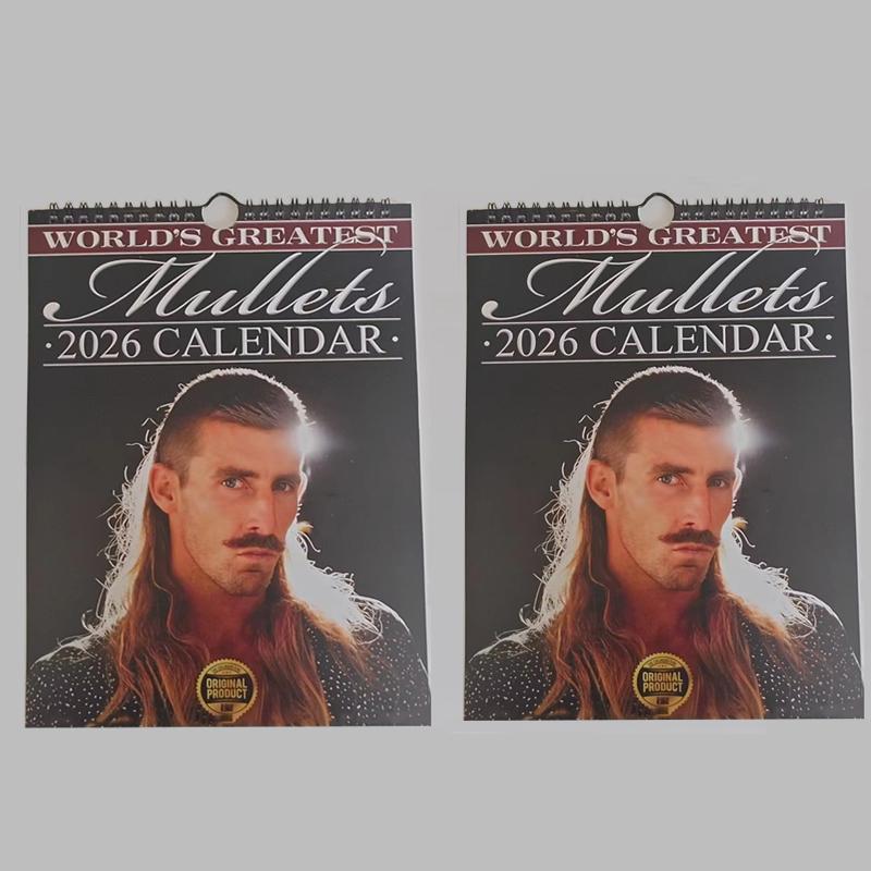 Забавный календарь с маллетом на 2026 год, настенный ежемесячный календарь для планирования с прической маллет, годовой планер для декора офиса и дома, подарок