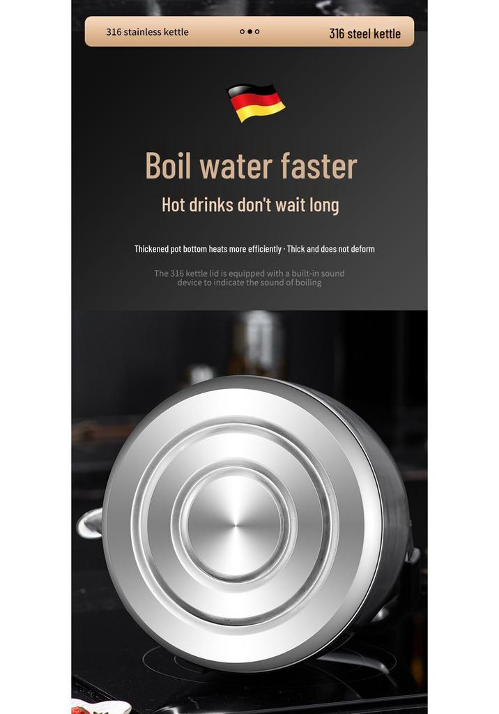 316 Stainless Steel Whistling Stovetop Kettle for Household Use