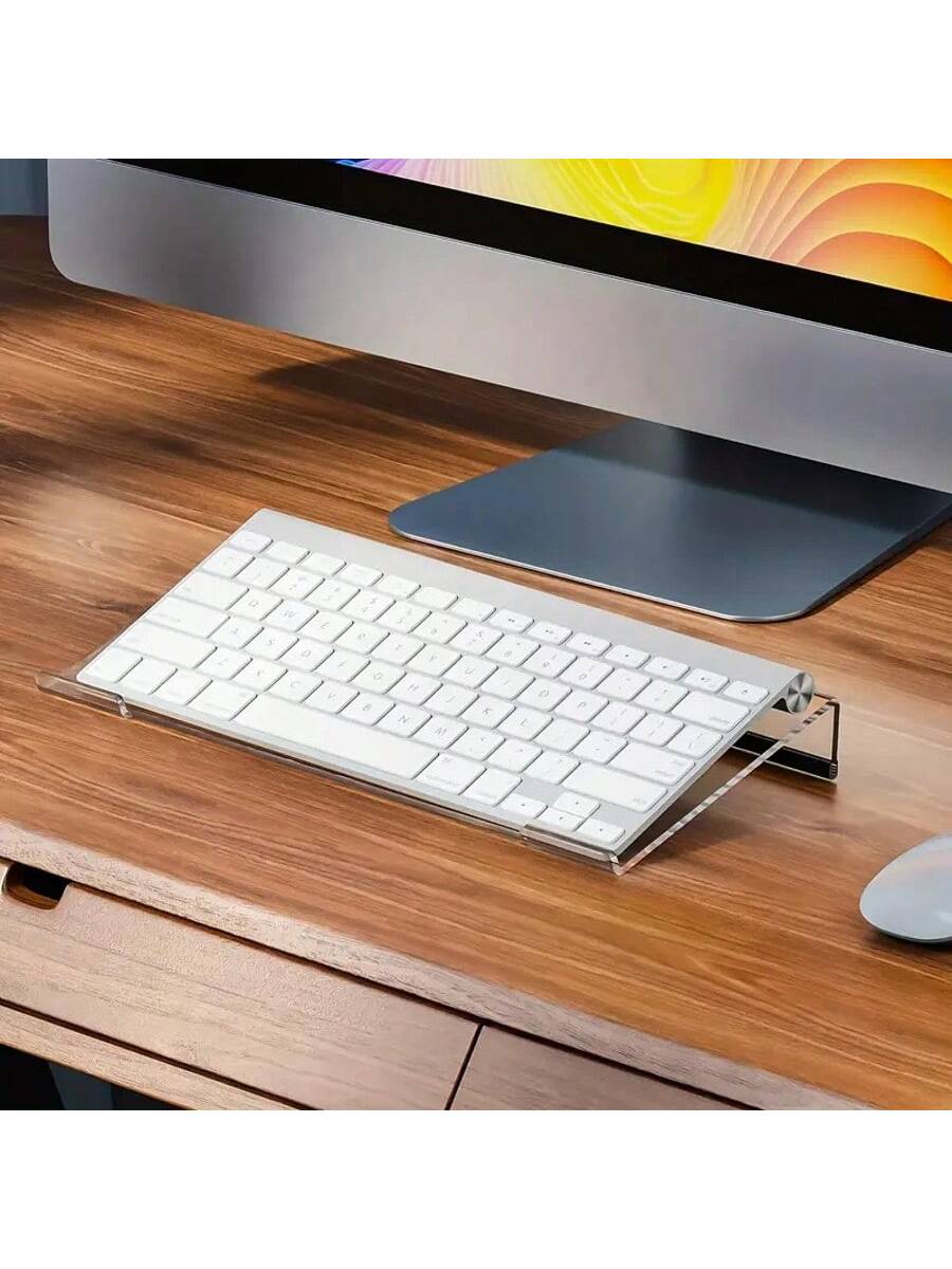 Acrylic Computer Keyboard Stand 78-Keys Keyboard Riser Lift Tray Non-slip Transparent Desktop Keyboard Holder Office Supplies bianco
