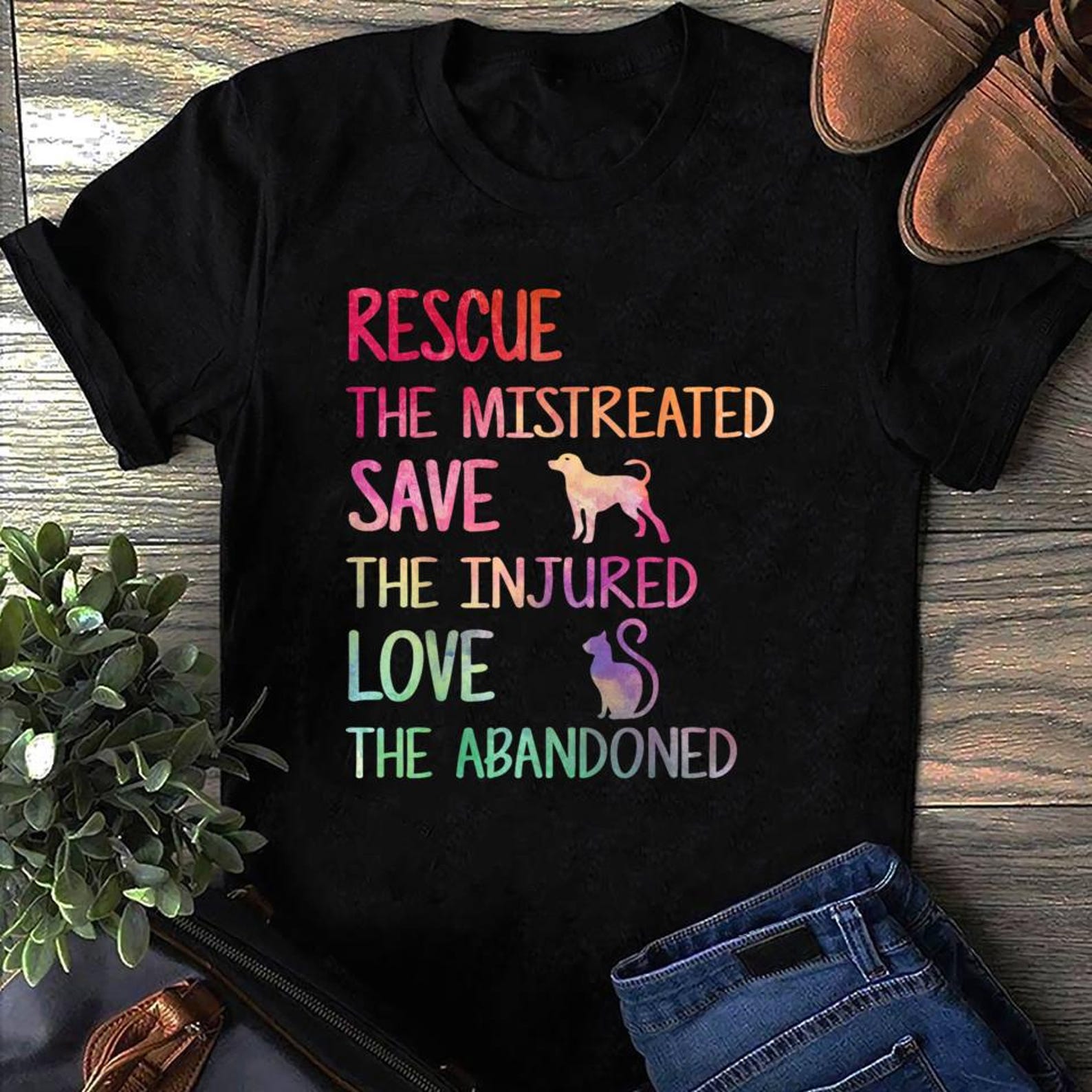 Rescue Save Love Pet Animal Shelter Volunteer Gifts Sleeve T Shirt S