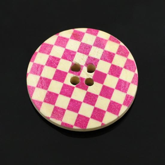 25Pcs 30mm 4 Holes Multicolor Wooden Buttons for Scrapbooking Sewing DIY Beads