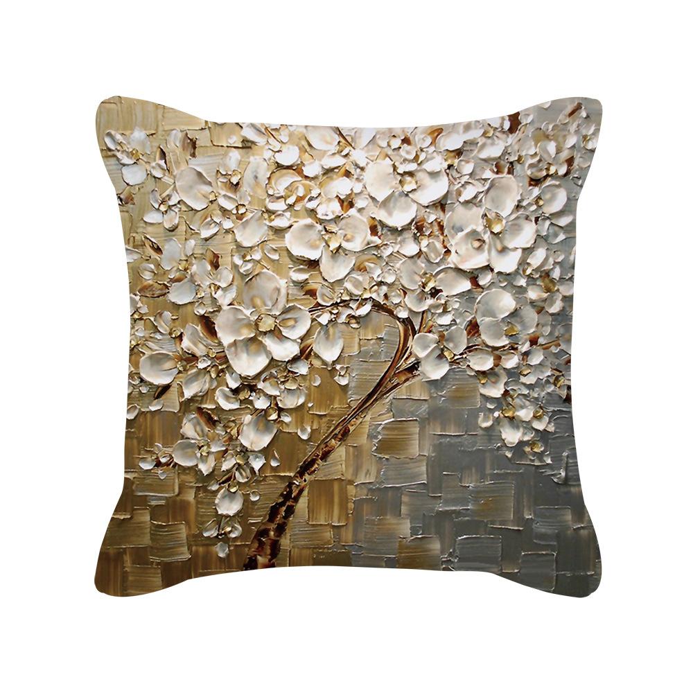 Ins Nordic Oil Painting Color Tree Sofa Pillow Cover Cushion Cushion Cover New Household Products