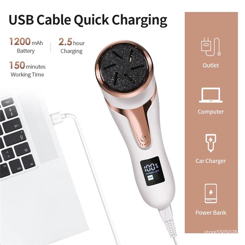 Electric Foot File Pedicure Machine Callus Remover Rechargeable Foot Heel Cracked Dead Skin Scrubber Polisher Grinder Tools