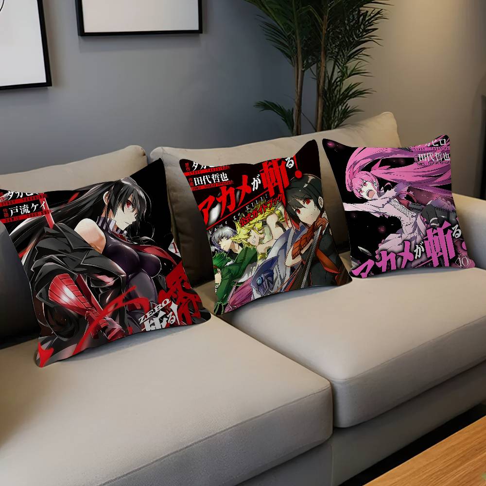 Battle Adventure Manga A-Akame Ga K-Kill Cushion Cover Inches Farmhouse Decor Home Throw Pillow Covers For Couch Decorations