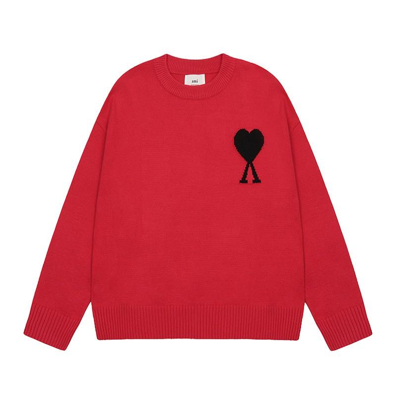 Womens Oversized Crewneck Knit Sweater With Heart Print Streetwear Long Sleeve Cotton Top 2025