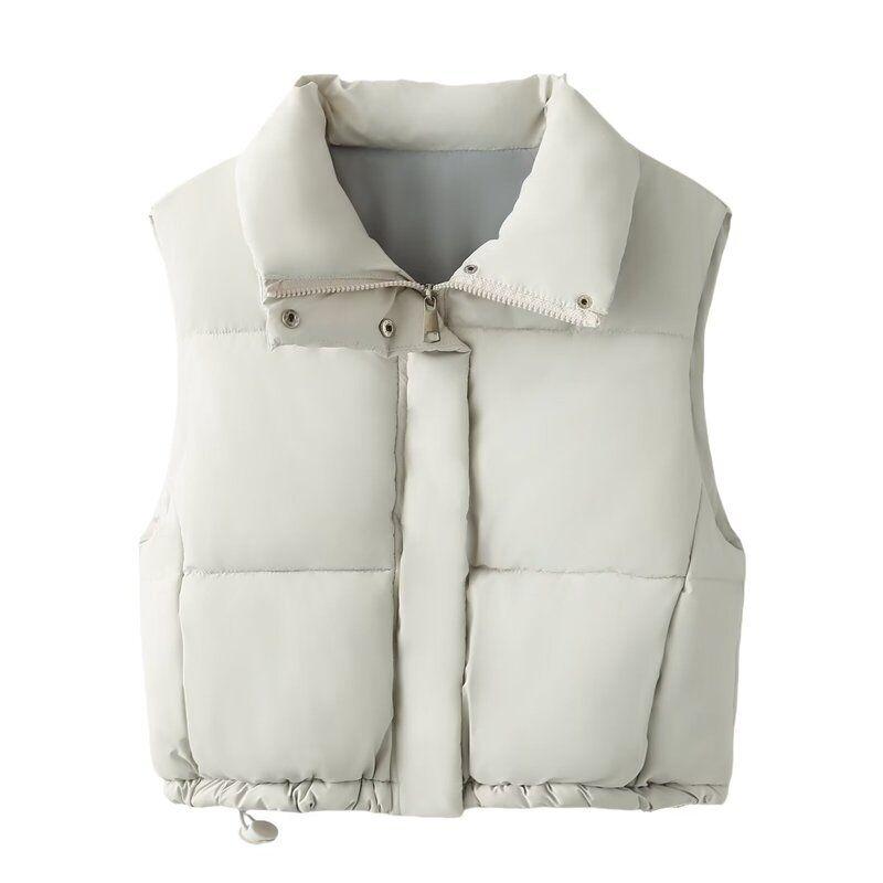 Fashion Style 2024 Fall and Winter New Arrival Women's Clothing Sleeveless Versatile Slim Looking Two-Color Adhesive Cotton Vest 1255824811