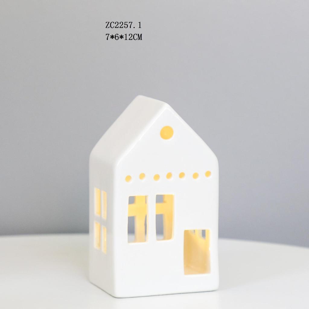 Nordic Style Ceramic Christmas LED Light Ornament for Home Décor