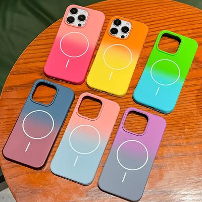 Weiche Magsafe Kabellose Ladehülle für iPhone 11 12 13 14 15 16 Pro Max Plus Farbverlaufsmuster Magnetische Silikonhüllen Abdeckung