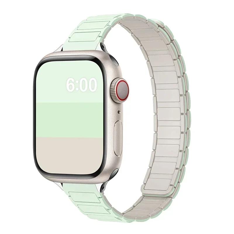 Magnetic Silicone Loop Strap For Apple Watch S11 42/46mm 41mm 45 Slim Bands 44mm 40mm 38 Bracelet iWatch SE 10 9 8 7 6 5 4 Ultra1/2/3 49