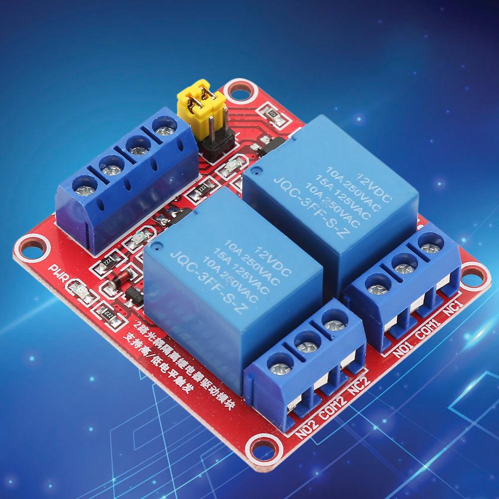 2-Kanal-Relaismodul mit Optokoppler-Isolation Hoch- und Niedrigpegel-Triggermodul(12V)