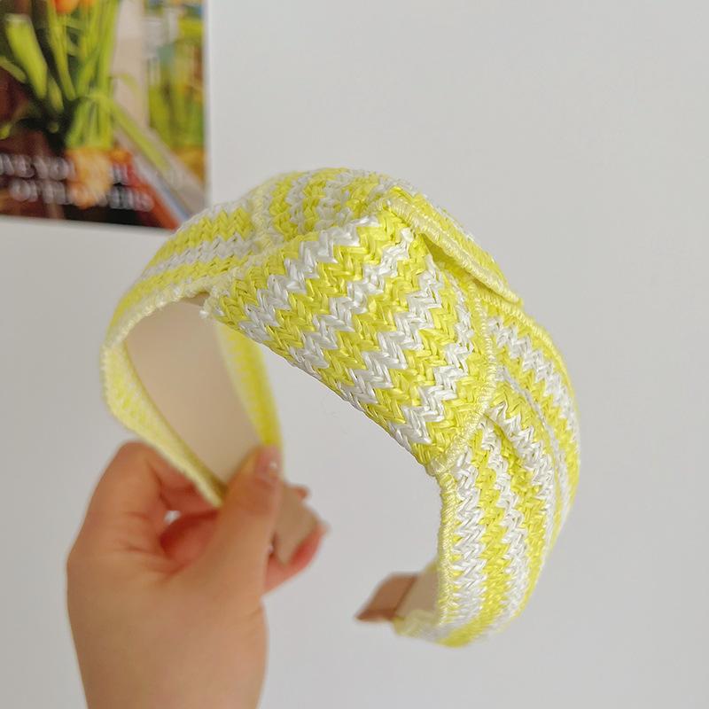 Bohemian Ethnic Summer Colorful Straw Weaving Knot Hairband Headband Adult Hair Accessories Hair Jewley
