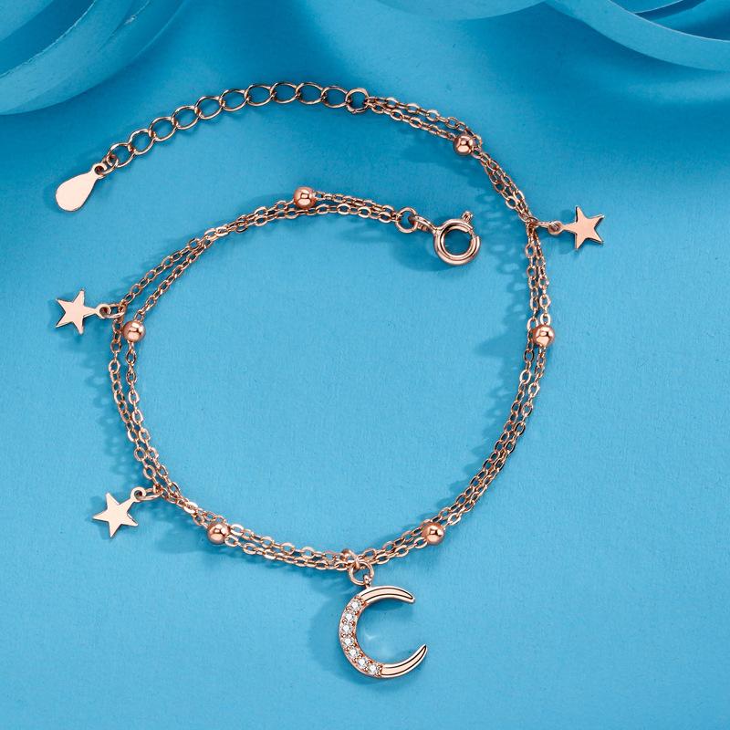 

Браслет Звезда Луна Женский Нишевый Изысканный Универсальный Премиальный Сенсей Инс Ветер Двухслойный Браслет Ручные Украшения