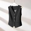 Women Sleeveless Waistcoat Button-up Solid Color Lightweight Breathable Vest Commuting Style Jacket
