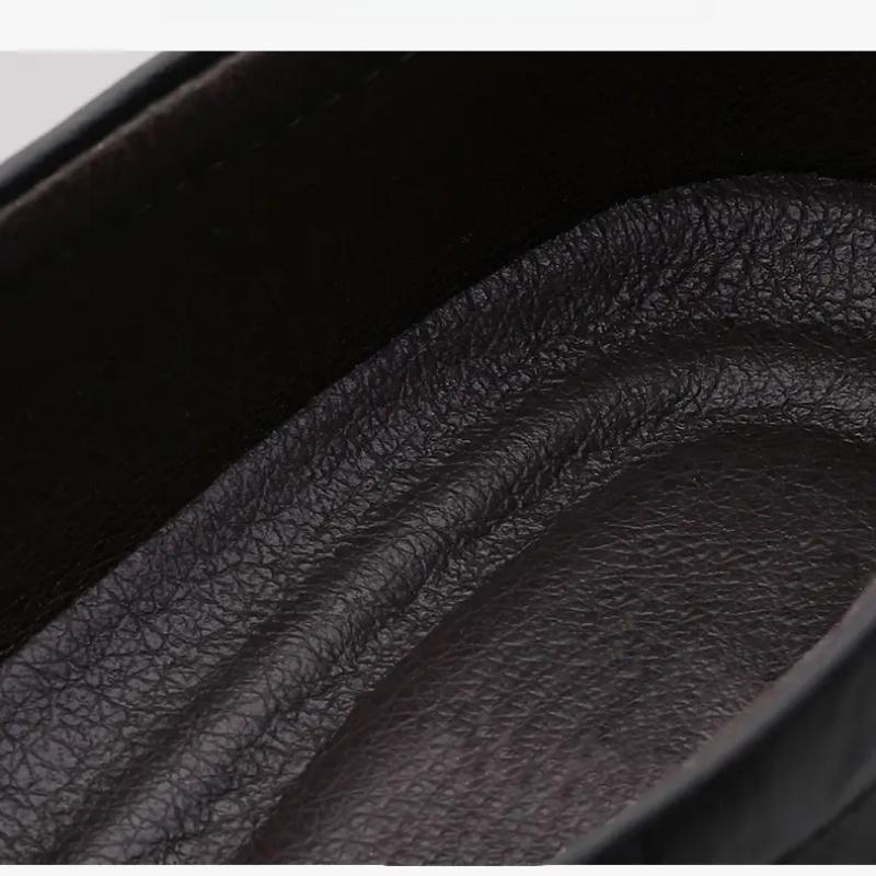 Men's Leather Casual Shoes Breathable Slip On Lazy Driving Shoes High-end Office Fashion Shoes