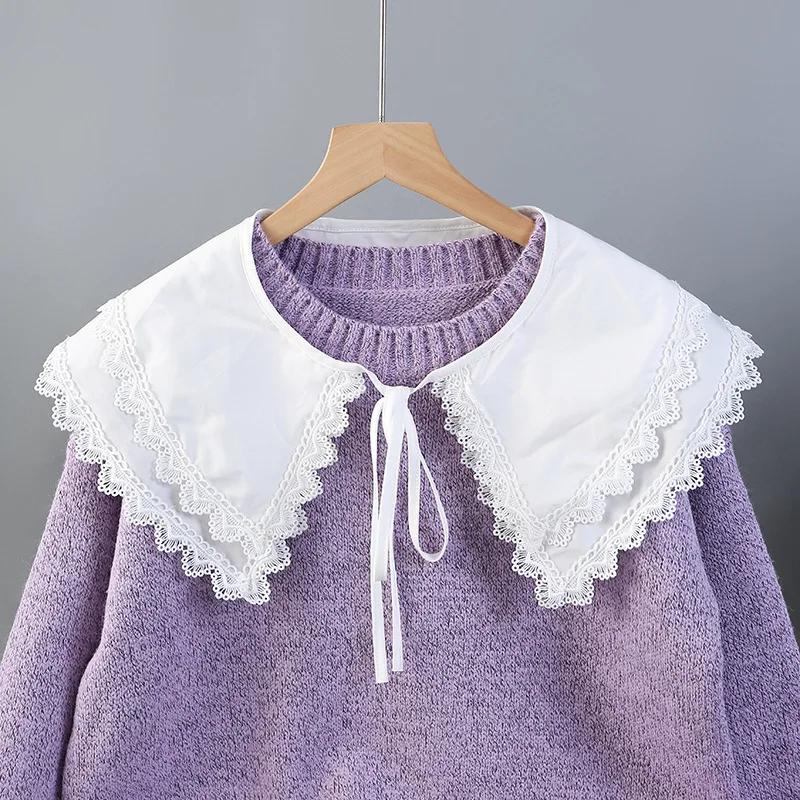 Perfect Match Linbaiway Fake Collar Scarf For Women Shirt Detachable Collars Sweet Lace White False Collar Faux Col Female Nep Kraagie
