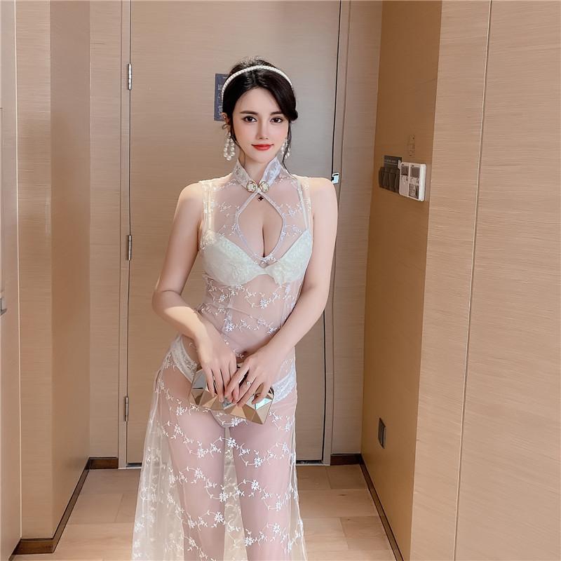 Estilo chino Sexy lentejuelas bordadas Vestido transparente Corte bajo  Cheongsam Nightclub Ropa de damas comprar a buen precio — entrega gratuita,  reseñas reales con fotos — Joom